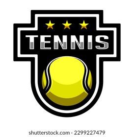 Tennis logo. Sport games. Sporting equipment. Emblem, badge.