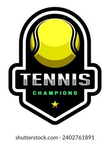 Tennis logo. Sport games. Sporting equipment. Emblem, badge.