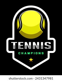 Tennis logo. Sport games. Sporting equipment. Emblem, badge.