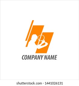 Tennis logo template with player illustrations
