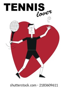 Tennis lover card on white isolated background