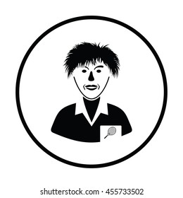 Tennis man athlete head icon. Thin circle design. Vector illustration.