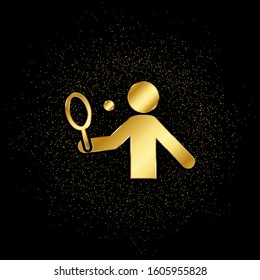 Tennis, man gold, icon. Vector illustration of golden particle