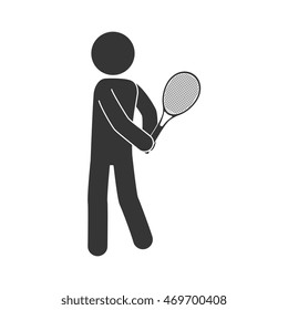 tennis man playing racket athlete moving game hand vector  isolated illustration