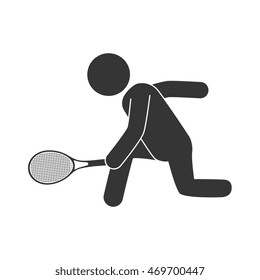 tennis man playing racket athlete moving game hand vector  isolated illustration