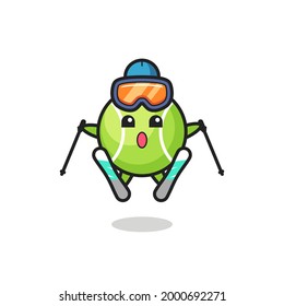 tennis mascot character as a player , cute style design for t shirt, sticker, logo element