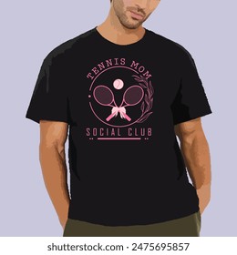 TENNIS MOM SOCIAL CLUB  VINTAGE SPORTS T-SHIRT DESIGN,