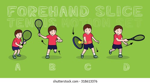 Tennis Motion Forehand Slice Boy Stroke Vector Illustration