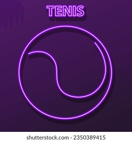 tennis neon sign, modern glowing banner design, colorful modern design trend on black background. Vector illustration.