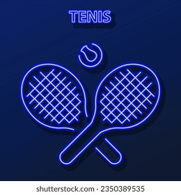 tennis neon sign, modern glowing banner design, colorful modern design trend on black background. Vector illustration.