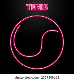 tennis neon sign, modern glowing banner design, colorful modern design trend on black background. Vector illustration.