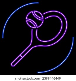 tennis neon sign, modern glowing banner design, colorful modern design trend on black background. Vector illustration.