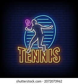Tennis Neon Signs Style Text Vector