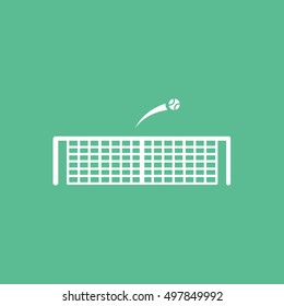 Tennis Net Flat Icon On Green Background