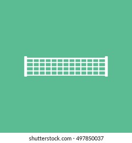 Tennis Net Flat Icon On Green Background