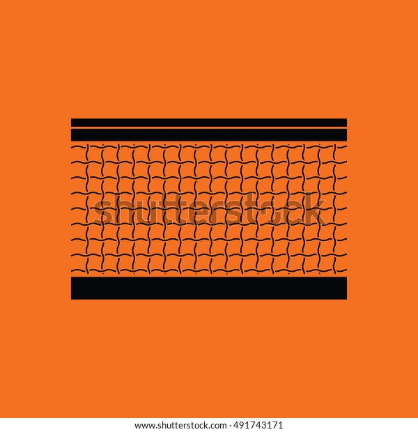 Tennis net icon. Orange background with\
black. Vector\
illustration.