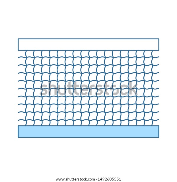 Tennis Net Icon. Thin Line With Blue Fill\
Design. Vector\
Illustration.