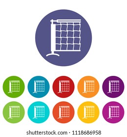 Tennis net icons color set vector for any web design on white background