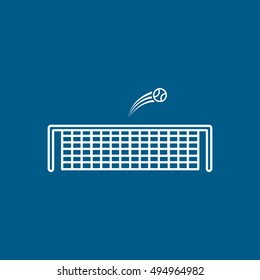 Tennis Net Line Icon On Blue Background