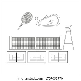 tennis object kit. Vector illustration for web and mobile design.