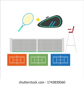 tennis object kit. Vector illustration for web and mobile design.