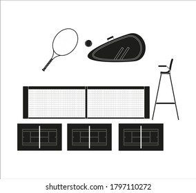 tennis object kit. Vector illustration for web and mobile design.