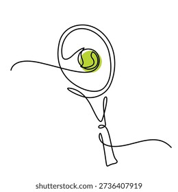 Tennis einzeilige Zeichnung. Tennis, einzeilige Abbildung. Tennis minimalistische Linie Kunst. Tennis Vektorkunst