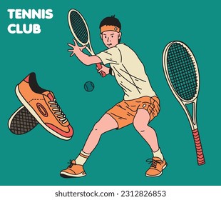 Tennis Outfit and Equipment Vector Illustration