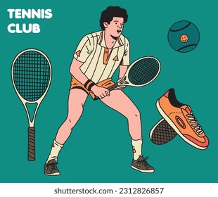 Tennis Outfit and Equipment Vector Illustration