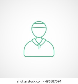 Tennis Person Man Green Line Icon On White Background