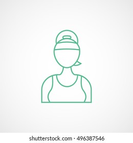 Tennis Person Woman Green Line Icon On White Background