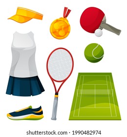 Tennis and ping-pong equipment set, playing tools