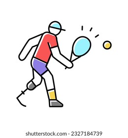 tennis play handicapped athlete color icon vector. tennis play handicapped athlete sign. isolated symbol illustration