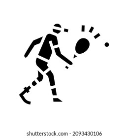 tennis play person with a athlete glyph icon vector. isolated contour symbol black illustration