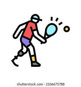 tennis play person with a disability athlete color icon vector. tennis play person with a disability athlete sign. isolated symbol illustration