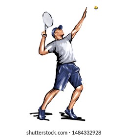 Tennis player, abstract geometric vector illustration sport tennis