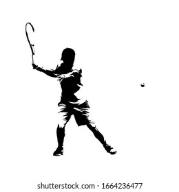 Tennis player, abstract isolated vector silhouette