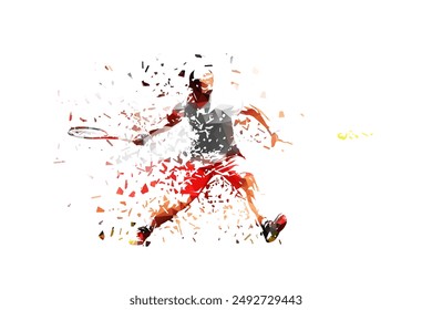 Jugador de tenis, Ilustración vectorial aislada abstracta, efecto de distorsión