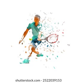 Jugador de tenis, Ilustración vectorial aislada abstracta, efecto de distorsión