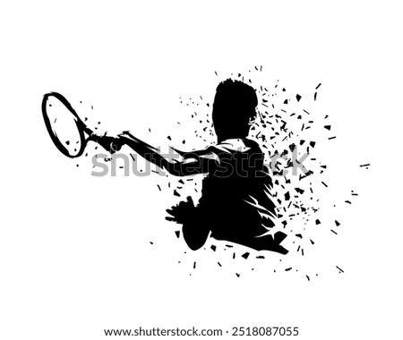 Tennis player, abstract isolated vector silhouette, ink drawing