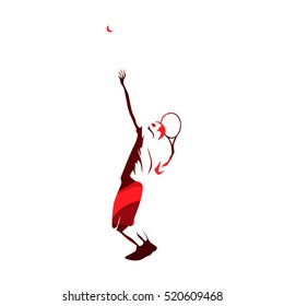 Tennis player, abstract red vector silhouette