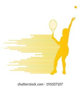 Tennis player abstract vector background concept made of stripes