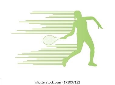 Tennis player abstract vector background concept made of stripes