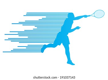 Tennis player abstract vector background concept made of stripes