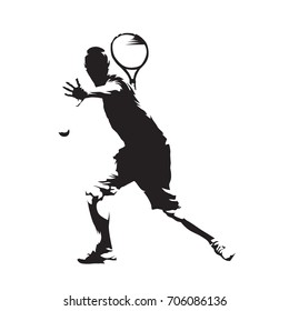 Tennis player, abstract vector isolated silhouette