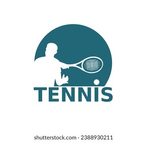 Tennis player action with a tennis racket and ball, logo template. Active sport and tennis tournament, championship