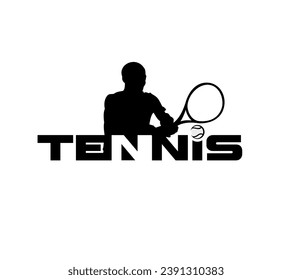 Tennis player action with a tennis racket and ball, logo template. Active sport and tennis tournament, championship