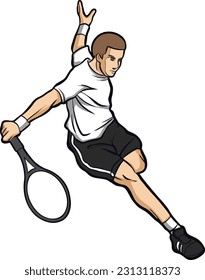 tennis player action sport clipart  