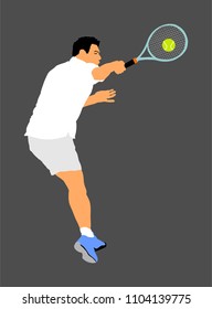 Tennis player in action vector illustration isolated on background. 