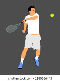 Tennis player in action vector illustration isolated on background. 
